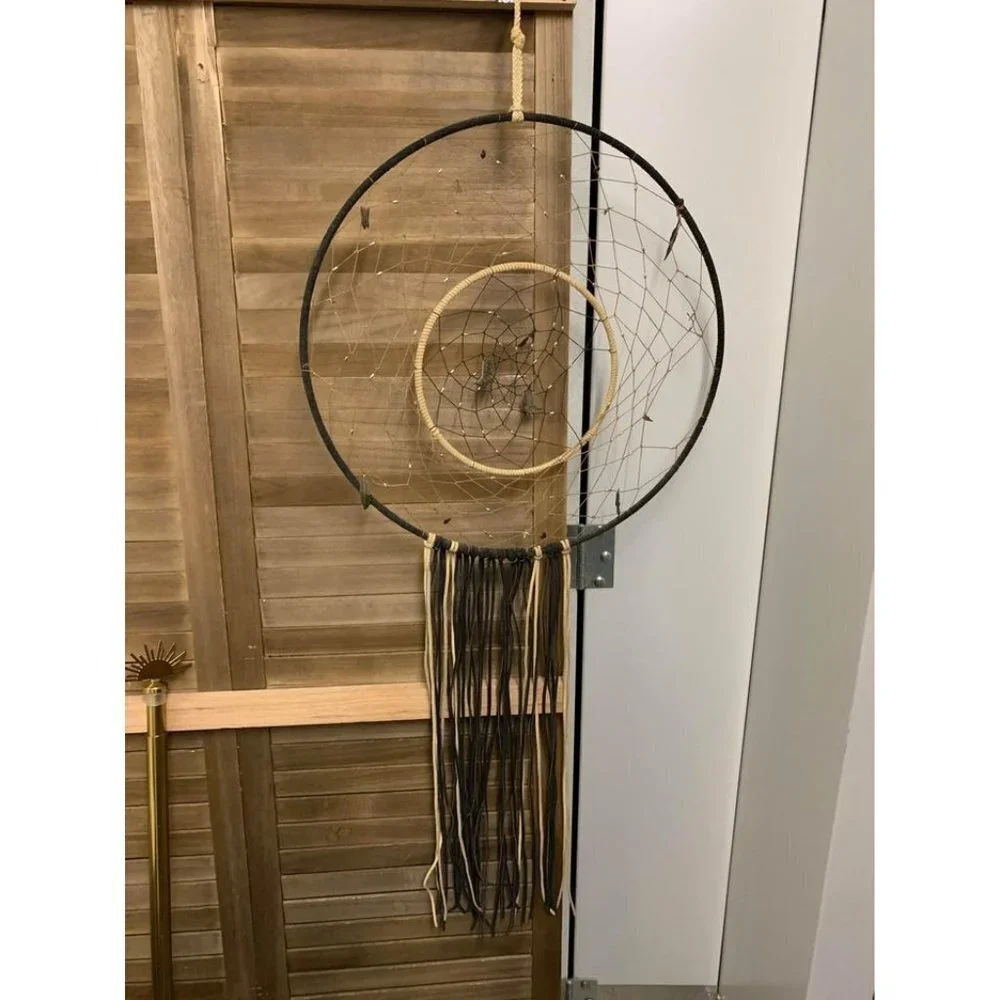 Large Handmade Dream Catcher with Cowboy Themed Charms, Leather Fringe